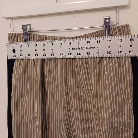 Zara, Mixed Media Pull On Pants (M) Stretch Waist Deep Navy/Khaki & White Stripe - Picture 10 of 15